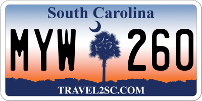 SC license plate MYW260