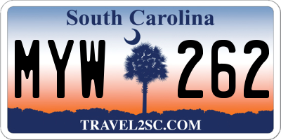 SC license plate MYW262