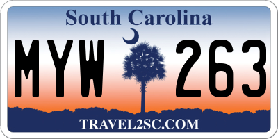 SC license plate MYW263