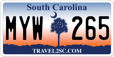 SC license plate MYW265