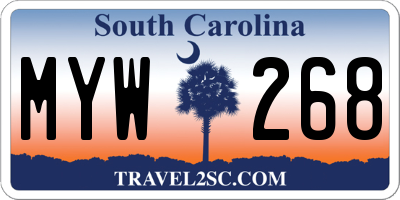 SC license plate MYW268