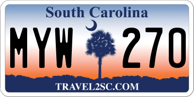 SC license plate MYW270