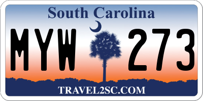 SC license plate MYW273