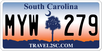 SC license plate MYW279