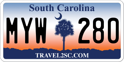 SC license plate MYW280