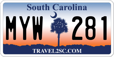 SC license plate MYW281