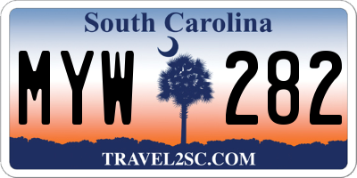SC license plate MYW282