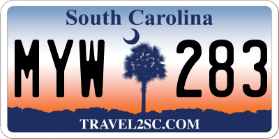 SC license plate MYW283