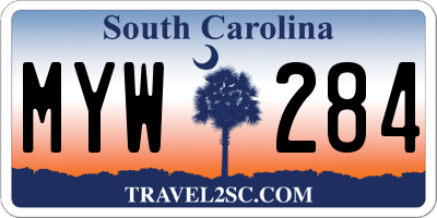 SC license plate MYW284