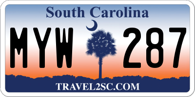 SC license plate MYW287