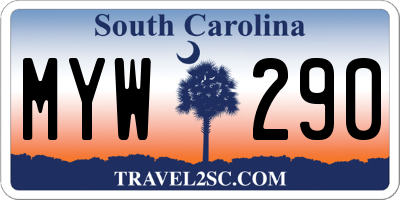 SC license plate MYW290