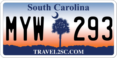 SC license plate MYW293
