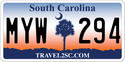 SC license plate MYW294