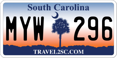 SC license plate MYW296