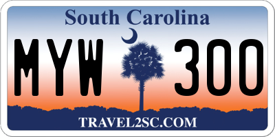 SC license plate MYW300