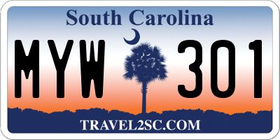 SC license plate MYW301
