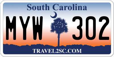 SC license plate MYW302