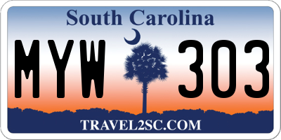 SC license plate MYW303