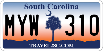 SC license plate MYW310