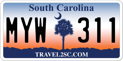SC license plate MYW311