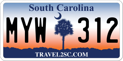 SC license plate MYW312