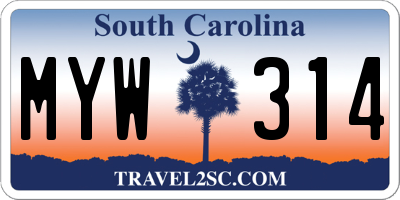 SC license plate MYW314
