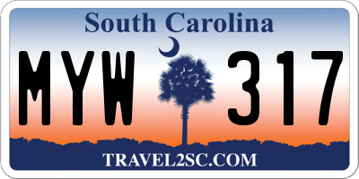 SC license plate MYW317