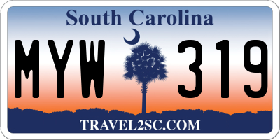 SC license plate MYW319