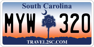 SC license plate MYW320
