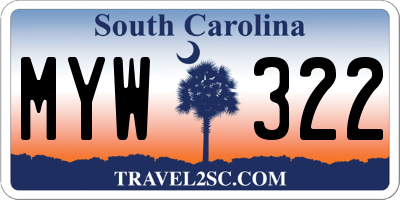 SC license plate MYW322