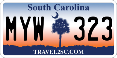 SC license plate MYW323