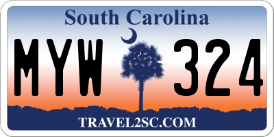 SC license plate MYW324
