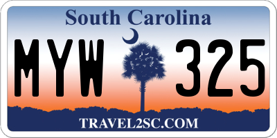 SC license plate MYW325