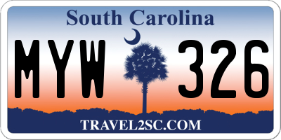 SC license plate MYW326