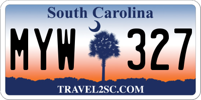 SC license plate MYW327