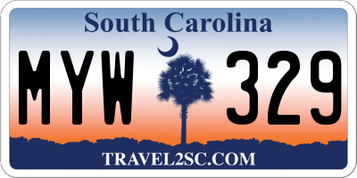 SC license plate MYW329