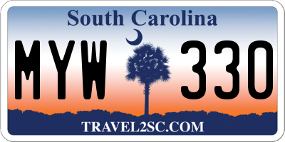SC license plate MYW330