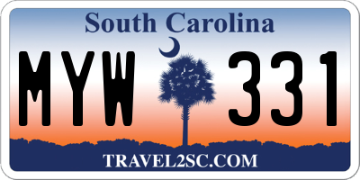 SC license plate MYW331