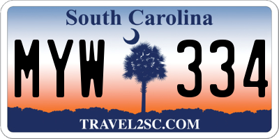 SC license plate MYW334