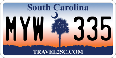 SC license plate MYW335