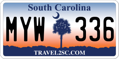 SC license plate MYW336