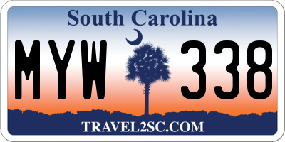SC license plate MYW338