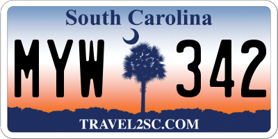 SC license plate MYW342