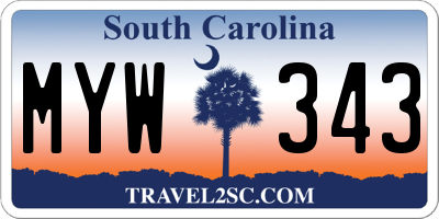 SC license plate MYW343