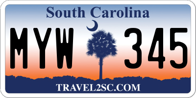 SC license plate MYW345
