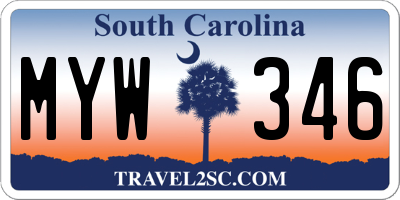 SC license plate MYW346