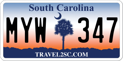 SC license plate MYW347