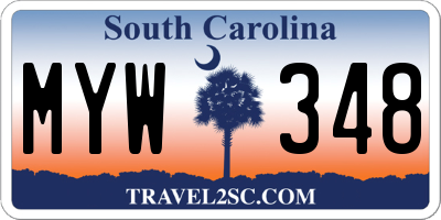 SC license plate MYW348