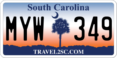 SC license plate MYW349