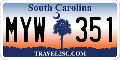 SC license plate MYW351